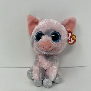 Ty Hambone Pig Plush Toy in blue Glitter eyes w/ tag